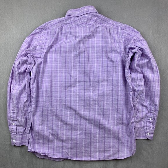 Spier & Mackay Mens Shirt XL Purple Plaid Button Up Long Sleeve Handmade Custom - Picture 7 of 7